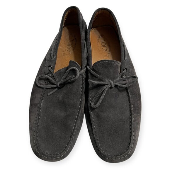 Tod’s Men’s Suede Driving Shoes Loafers Gray Gommino Size 11 Made in Italy